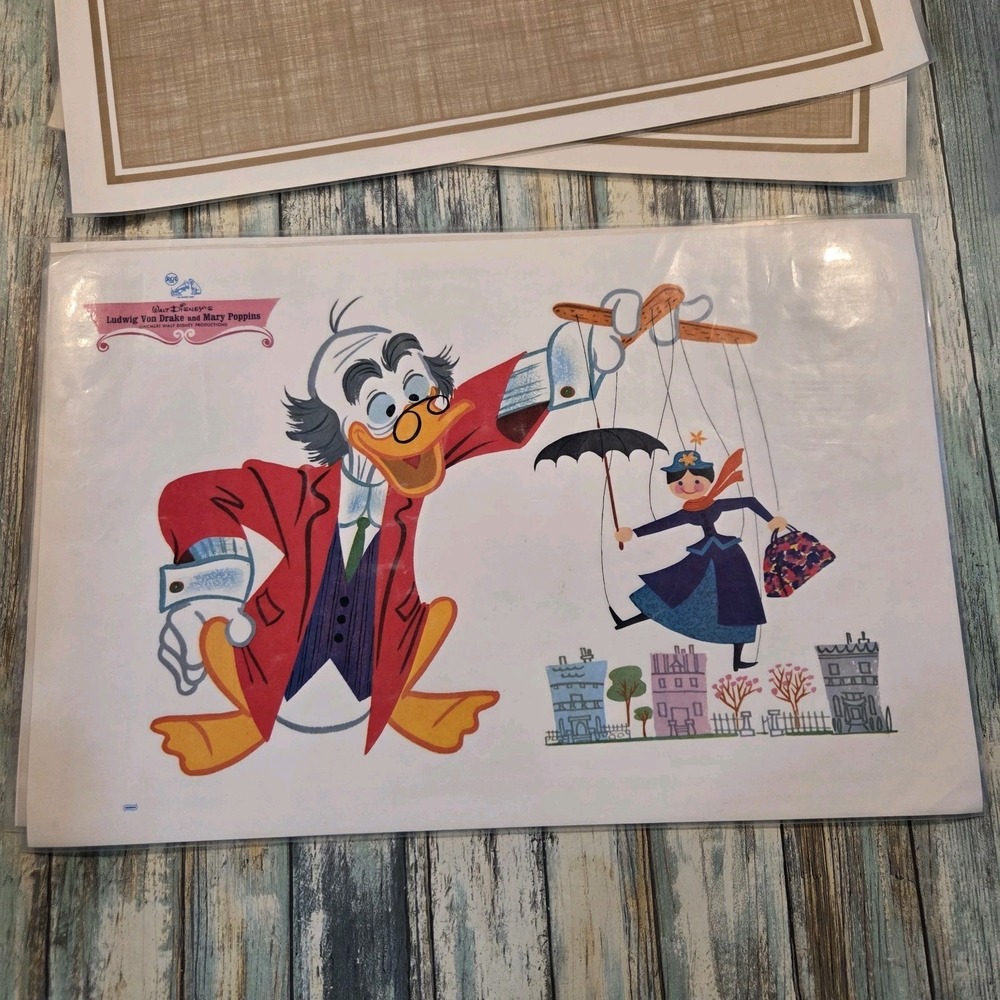 Set Of 4 Vintage Plastic Reversible Mickey Mouse And Friends Placemats - Picture 4 of 12